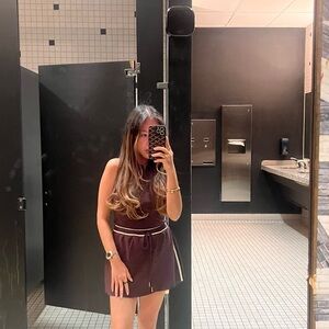 Stylish Brown Sleeveless Two Piece